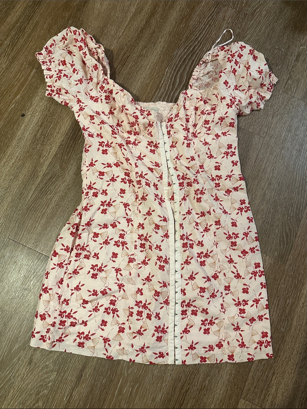 Urban Outfitters Cream Crop Top with Red Floral Print